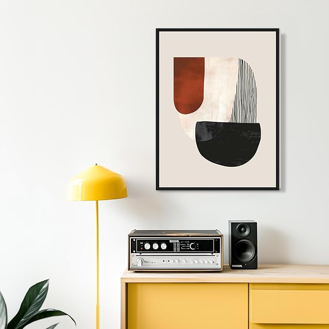Moonow7 Modern Abstract Neutral Boho Geometric Print, Minimalist Aesthetic Wall Art in Terracotta, Beige, and Black for Living Room, Bedroom, Entryway, Dining Room, Unframed Size 16x20” / 40x50 cm