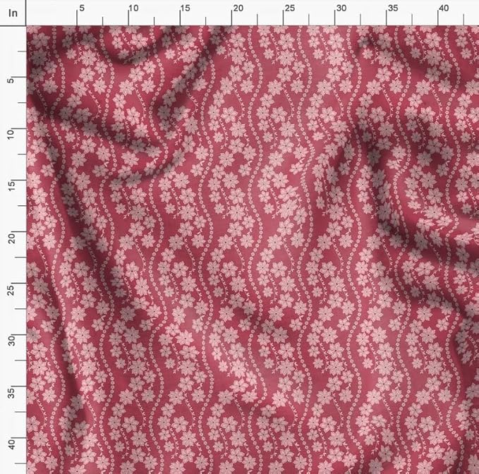 Soimoi Lightweight Velvet Fabric - Pink - Floral Print, Unstitched Material - 58" Wide, Perfect Fabric for Upholstery, Fashion and Craft Projects, 1 Yard