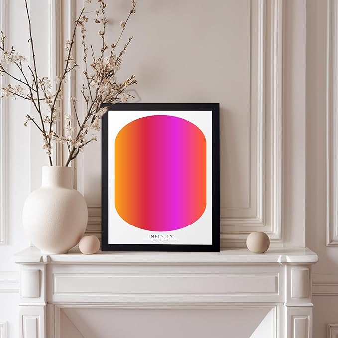 Monem Art Infinity Spectrum Gradient Print - Modern Geometric Abstract Poster - Wall Decor for Living Room, Bedroom or Office - 8x10 Black Framed Wall Art by Rs Lab Studio