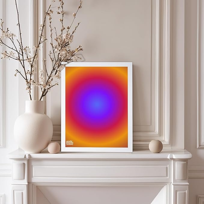Monem Art Radiant Infinity Circle Gradient Print - Modern Abstract Color Field Poster - Wall Decor for Living Room, Bedroom or Office - 8x10 White Framed Wall Art by Rs Lab Studio