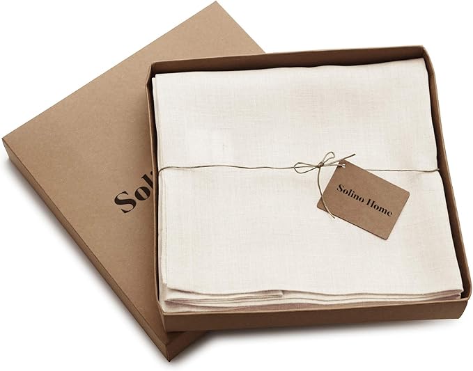 Solino Home European Flax Linen Sheer Curtain 144 Inches Long, 100% Pure Linen Ivory 52 x 144 Inch Long Light Filtering Rod Pocket Window Curtains Panel for Living Room, Bedroom - 1 Panel