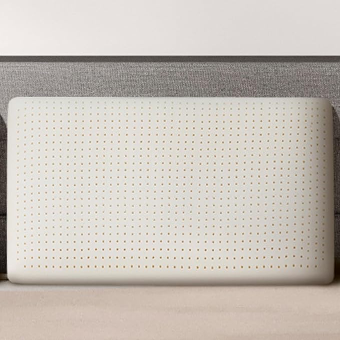 Natural Talalay Latex Pillow, Bed Pillow for Neck Pain Relief, Breathable Cooling Pillow with 100% Cotton Cover, Oeko-TEX Certified Support for Side, Back Sleepers (1, Queen (Low Loft))