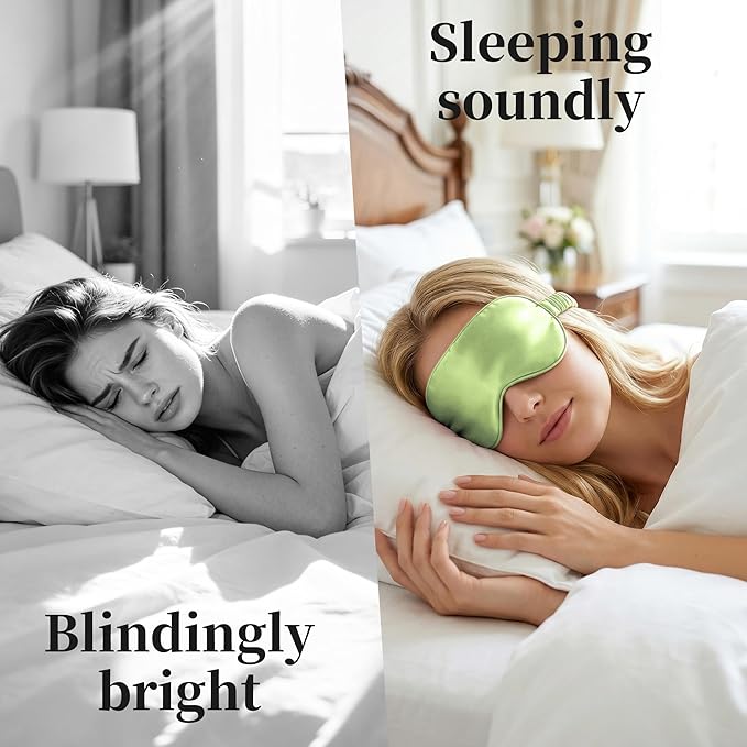 ZLYC 100% Mulberry Silk Sleep Mask Pressure-Free Eye Cover Soft Light Blocking Blindfold for Travel & Nap, Solid Sage Green