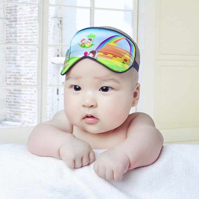 100% Natural Silk Sleep Eye Mask Kids, Cute Night Sleeping Mask with Adjustable Elastic Strap for Newborn (Baby Cute Child)