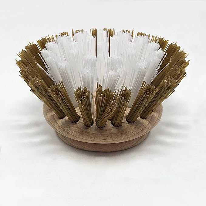 LOLA Replacement Head for The Original Dishwashing & Vegetable Brush, Birch Hardwood & Nylon Poly Bristles, Reusable & Washable - 1 Count