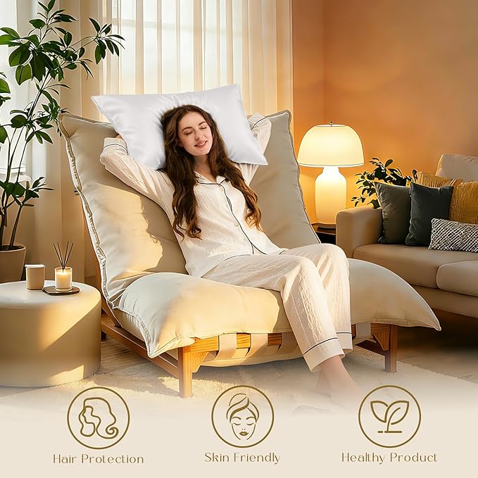 ZIMASILK 100% Pure Mulberry Silk Pillowcase for Hair and Skin Health,Soft and Smooth,Both Sides Premium Grade 6A Silk,600 Thread Count,with Hidden Zipper,1pc(Standard 20''x26'',White)