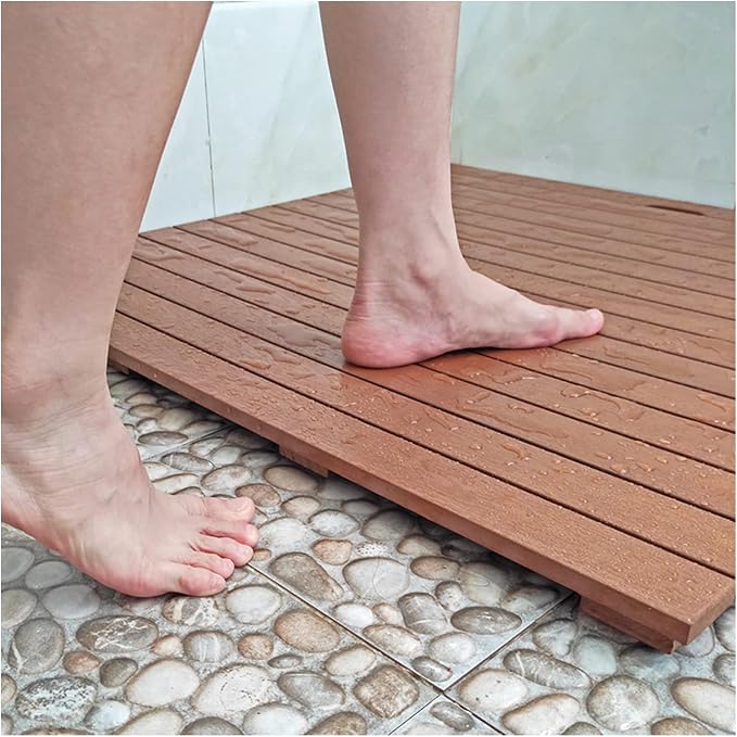 Non-Slip Bathroom Board,Wood Bath Mat for Bathroom and Doorstep,Modern Farmhouse Bathmat Decor,Bamboo Bathroom Accessories,Natural Environmental Friendly,Customizable,60x110cm/24x43in