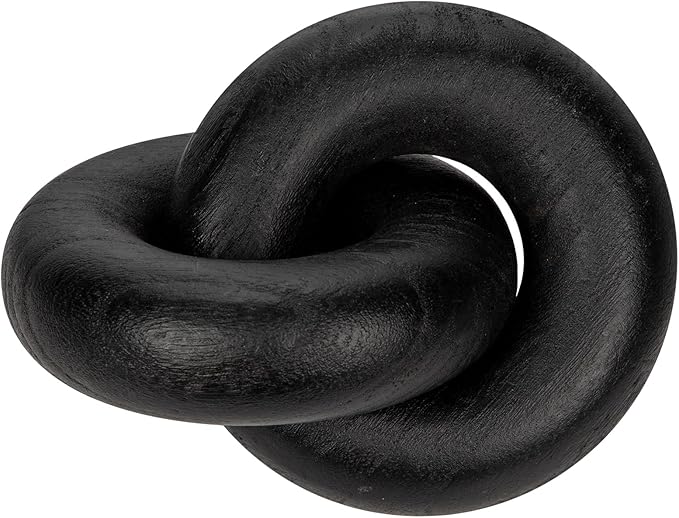 Table Decor Handcrafted Wooden Knot Sculpture Decor – Modern Nordic Style Decorative Accent for Home, Office, Shelf, and Console Table – Matte Black Finish, 7"x4.7"