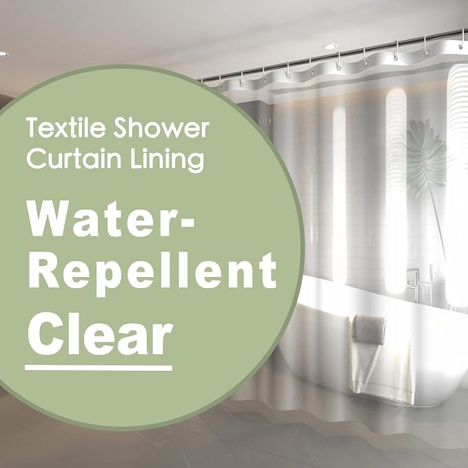 Shower Curtain Liner Clear - PEVA Waterproof Shower Curtain Liner with Plastic Hooks and Rustproof Grommets, Lightweight Standard - 72x72 (Clear Standard)