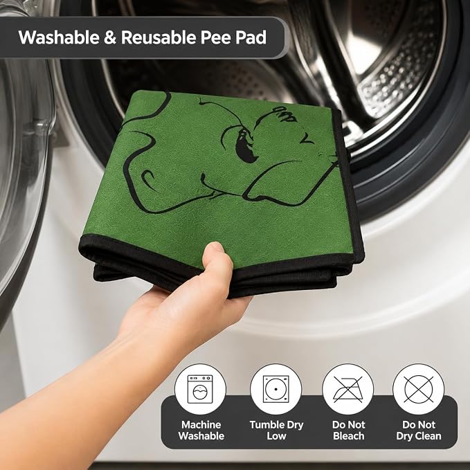 2 Pack Washable Pee Pads for Dogs 36"x51", Reusable Training Puppypads Absorbency Non-Slip & Leak-Proof for Pet Whelping Box Playpen Crate Sofa Bed Floors (Green)