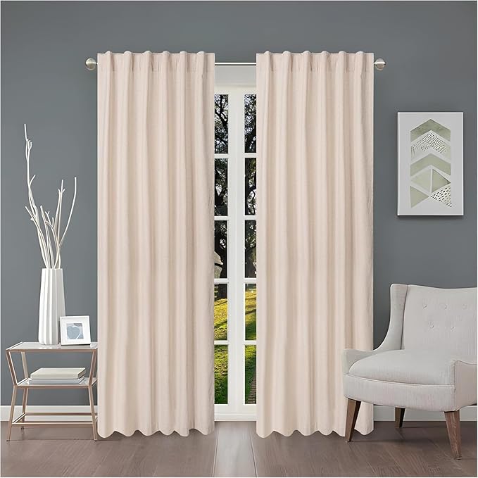 HOMIDATE Natural Linen Curtain Panels 108 Inch for Living Room & Bedroom - Set of 2, 50x108 Flax Linen Drapes, Lightweight Cotton Linen Curtains
