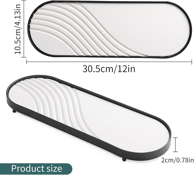 Water Absorbent Diatomite Tray, Diatomite Soap Dish Mat, Instant Dry Sink Organiser, Diatomaceous Earth Kitchen Soap Dish, Absorbing Stone Hand Soap Holder Water for bathroom kitchen (Black)