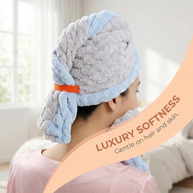 Hair Towel Wrap for Women, High Absorbency Hair Drying Towel Wrap,1Packs Soft Polyester Hair Wrap Towels for Women Accessories, Lightweight Hair Wrap for Curly, Long, Thick Hair (White)