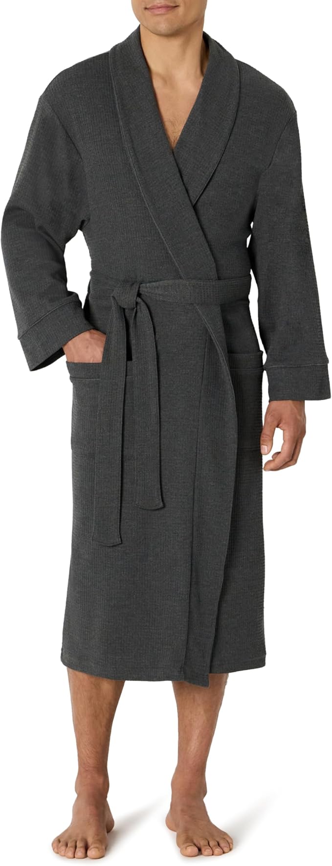 Amazon Essentials Men's Lightweight Cotton Waffle Bathrobe (Available in Big & Tall)