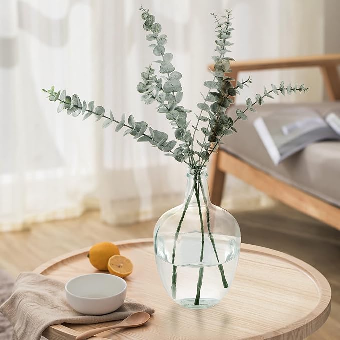 MDLUU Glass Jug Vase 10" Tall, Clear Flower Vase, Decorative Bottle Vase for Dining Room, Bedroom, Bathroom, Mantel