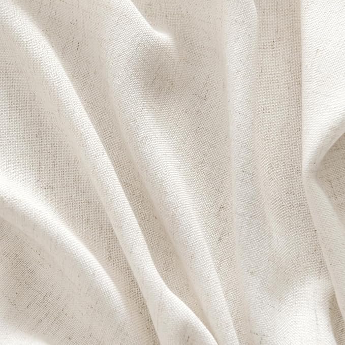 MIULEE Non-See-Through Privacy Linen Curtains 2 Panels, Light Filtering Window Curtains Farmhouse Textured Back Tab Semi Sheer Drapes for Bedroom Living Room, 52 x 63 Inches Long, Natural White
