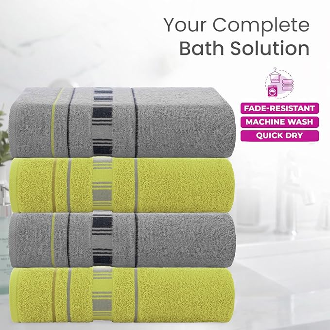 CASA COPENHAGEN X Line 4Pcs 100% Egyptian Cotton Designer Hand Towels Gift Set- Grey - Green 600 GSM, 28"x16", 4Hand Towels for Bathroom Set for Women & Men