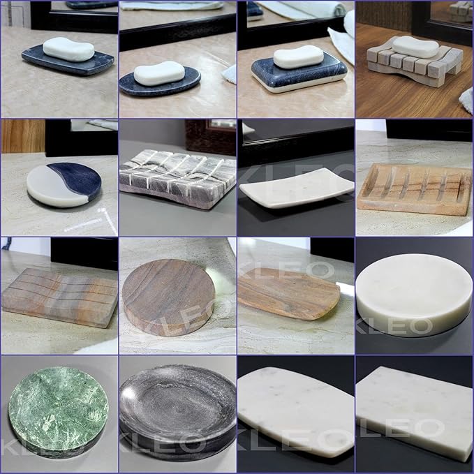 Stonkraft Natural Water Absorbent & Rigged Soap Dish Soap Holder Made of Natural Stone - Unique Bath Bathroom Accessories (Oval)