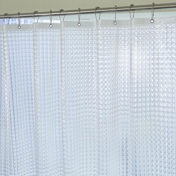 76 inch Long Shower Curtain Liner, EVA Heavy Duty Longer Bath Clear Shower Liner with 3 Strong Weighted Magnets, 100% Waterproof, Odorless, 72 x 76 inch