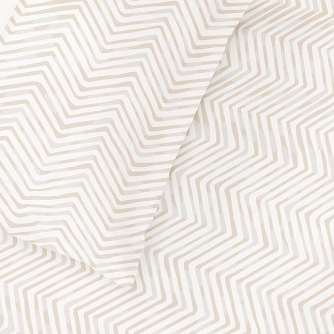 MakeMake Organics Organic Queen Fitted Sheet Set GOTS Certified Organic Cotton Fitted Sheet with Pillowcase Ultra Soft Non Toxic Breathable Hypoallergenic Colorful Neutral (Full, Herringbone)