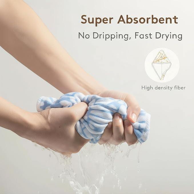 2-Pack Women's Microfiber Hair Towel Wrap: 50% Faster Drying, Ultra - Absorbent & Anti - Frizz for Long and Curly Hair! 16 * 26 Inches Oversized, Lightweight for Travel, Gym, Spa & Home Use