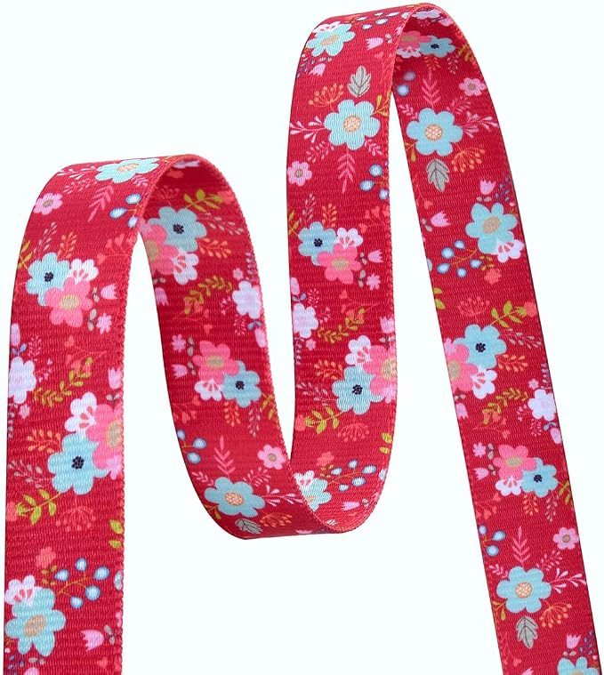 Mihqy Dog Collar and Leash Set with Bohemia Floral Tribal Geometric Patterns - Soft Ethnic Style Collar Adjustable for Small Medium Large Dogs(Red Floral Set,M)