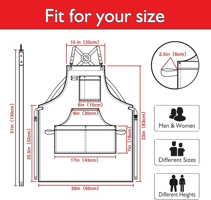 10 Pack Kitchen Aprons, Work Apron, Canvas, Multiple Pockets, Gardening, Painting, BBQ, Artist, Carpenter, Sizes M to XXL, Red