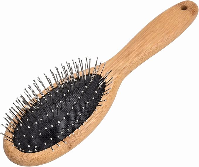 DC QZHMKJ PET Dog Cat Brush, Pet Brushes for Dogs Pet Slicker Brush with Bamboo Handle for Dogs and Cats Long Hair Pets Grooming Comb for Removing Shedding