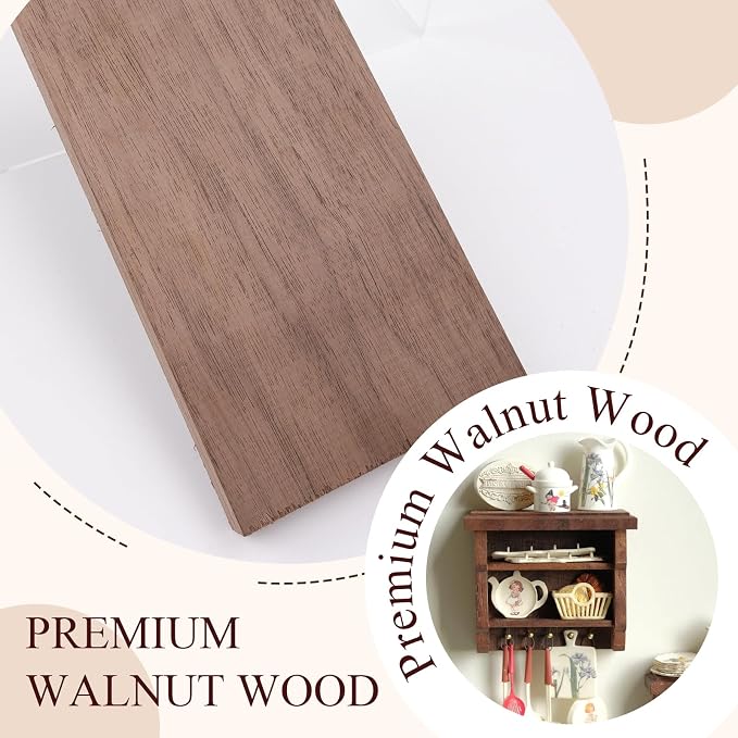 2 Packs Walnut Lumber Sheets 8 x 4 x 7/8 Inch Unfinished Walnut Wood Sheets Thick Board for Crafts, Woodworking, Building Models and DIY Projects, Laser Cutting and Engraving CNC Cutting