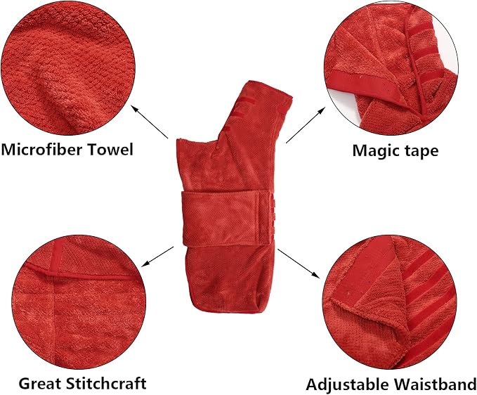 Dog Bathrobe Towel Geyecete Dog Drying Coat-Pineapple Grid Fast Drying Super Absorbent Pet Dog Cat Bath Robe Towel-Red-L