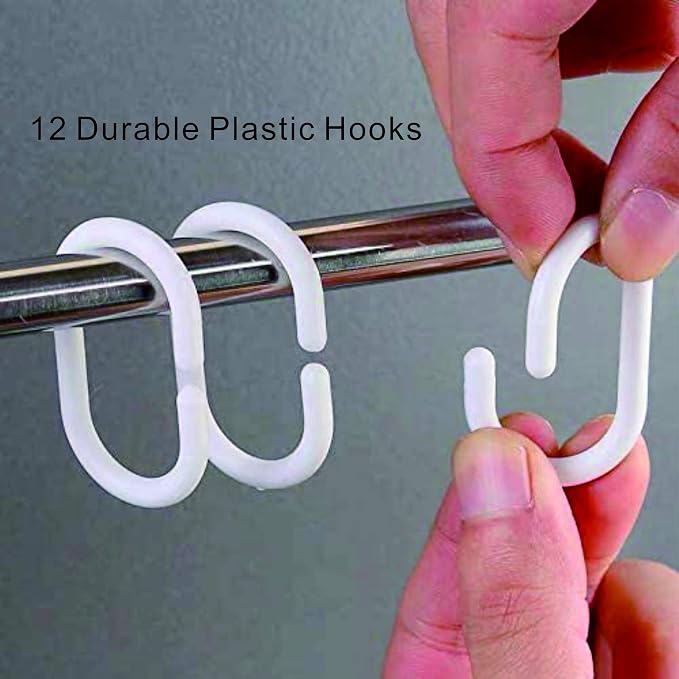 SUJAYU EVA Shower Curtain Liner with 12 Plastic Hooks, 72x72 Inch for Shower Stall & Bathtubs, 3D Pebble Bathroom Curtains, Odorless & Non Toxic, Semi-Transparent