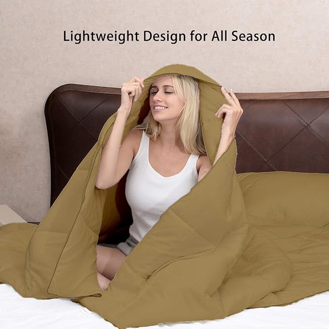 All Season Hypoallergenic Luxurious Down Alternative Cotton Comforter, Ultra-Soft 750 Fill-Power Oversized Queen Size Measures 98" x 98", Taupe