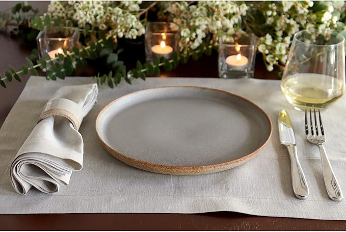 Huddleson Natural Linen Napkin 20x20 (Set of Four) Luxury Italian Linen Napkin Sewn in US