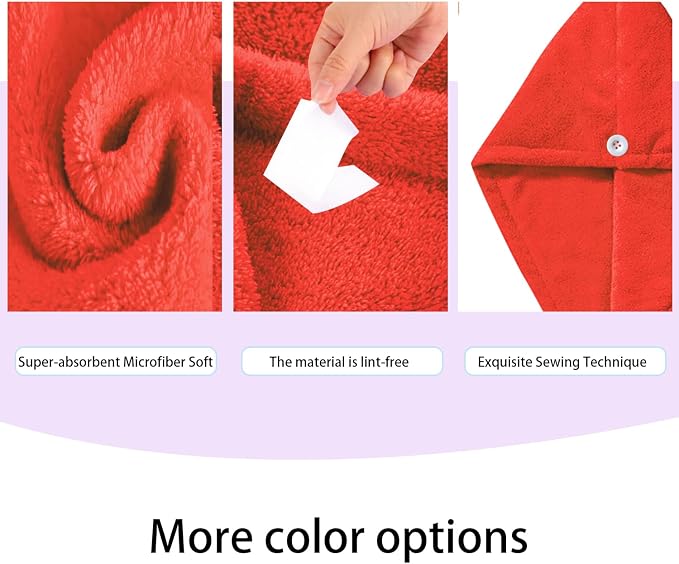 1 Pack Single Layer Red Microfiber Hair Drying Towel Wrap for Women, Hair Turbans Towel for Wet Hair,Turbie Twist Hair Towels (Red Color- Single Layer)