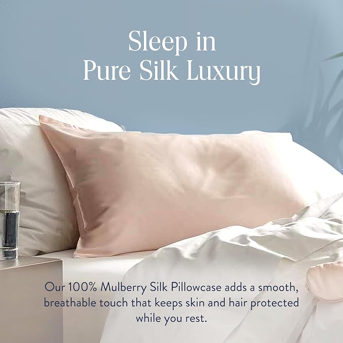 Brooklinen Mulberry Silk Pillowcase – 100% Pure Silk Pillow Case, Soft & Durable, Anti-Friction Comfort, Hight Quality Smooth Texture – Machine Washable & Breathable – King Size (Blush)