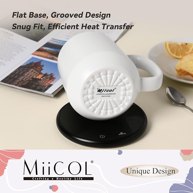 Miicol 16 oz Large Ceramic Coffee Mug, Tea, Mulled Drinks Cup, Gift for Office Staff or Home Using, Microwave and Dishwasher Safe, Frosted Surface, White