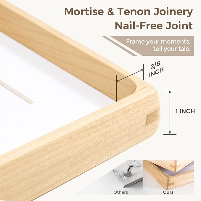 20x30 Poster Frame, USA-Sourced Maple Wood Picture Frame with HD Tempered Glass, Handcrafted Rounded Corner 20 x 30 Wooden Frames Matted to 16x24 Photos, Horizontal or Vertical Wall Display