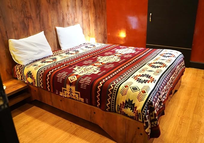 Alpaca Wool Blanket, King Size 100 x 83, Reversible 2 in 1, Thick and Ultra Soft, Hypoallergenic, Non-Itchy, Handmade in Ecuador. Premium Alpaca Wool (Red, King (100" x 83"))