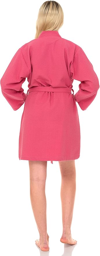 TowelSelections Womens Waffle Robe Kimono Spa Bathrobe Short Waffle Weave Bath Robe for Women XS to 3X