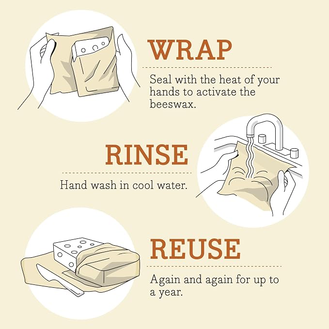 Bee's Wrap Beeswax Wraps for Food - 3 Pack of Assorted Beeswax Wraps - Small, Medium & Large Wrap - Plastic Free Made in USA Reusable Natural Food Wrap - Botanical Print