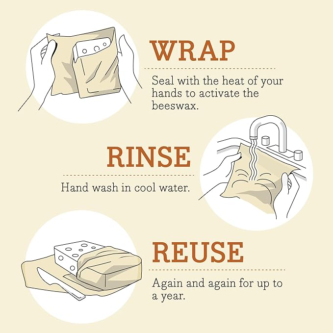 Bee's Wrap Beeswax Wraps for Food - Cut to Size 14x52" Beeswax Wrap Roll - Plastic Free Made in USA Reusable Natural Food Wrap - Ocean