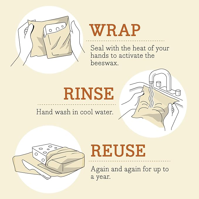 Bee's Wrap Beeswax Wraps for Food - Cut to Size 14x52" Beeswax Wrap Roll - Plastic Free Made in USA Reusable Natural Food Wrap - Bees & Bears