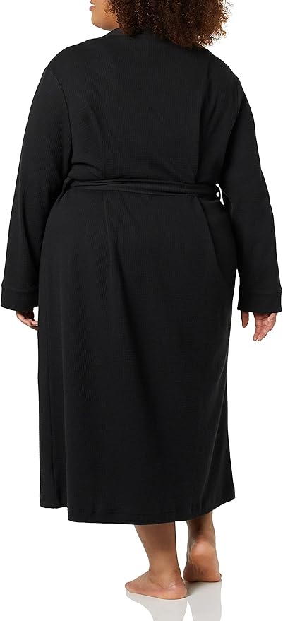 Amazon Essentials Women's Lightweight Waffle Full-Length Bath Robe with Pockets (Available in Plus Size)