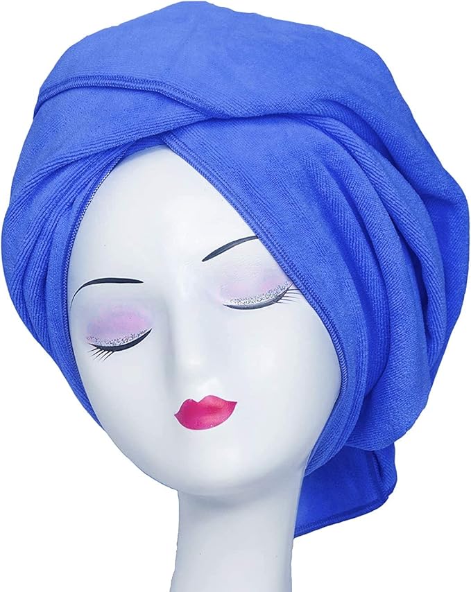 Large Microfiber Hair Towel for Curly Hair 23.6''x47'' Anti Frizz Hair Wrap Super Absorbent Curly Hair Drying Towel Large Multifunction Towel for Bath Spa Makeup, S.Blue