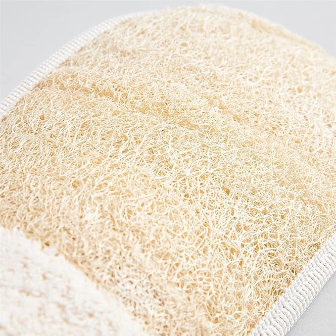 Egyptian Loofah Sponge, Large Double-Sided Exfoliating Mitt | Natural Wearable Shower Glove With Soft And Firm Textures For Deep Body Scrubbing (1 Count)