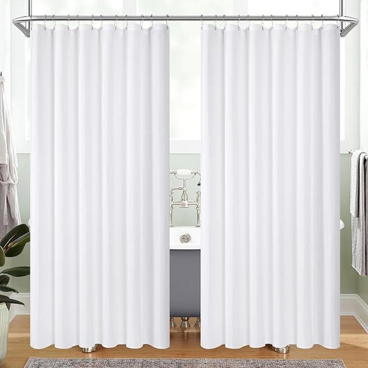 MitoVilla 2 Pack White Fabric Shower Curtain Liner - 72" W x 72" H, Simple Shower Curtain or Liner for Modern Neutral Hotel Bathroom Decor, Waterproof Cloth & Hotel Quality