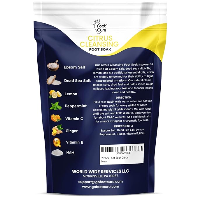 Citrus Detox Foot Soak With Epsom Salts - for Foot Callus, Immune Boost, Damaged Toenail, Athletes Foot, Pedicure For Dry Cracked Feet - Instantly Hydrates & Soothes Irritated Skin