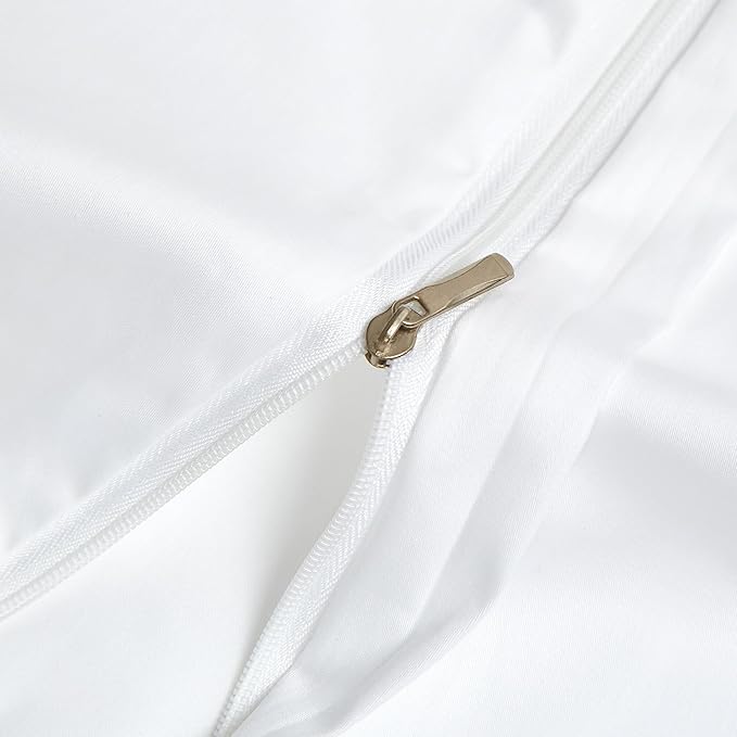 White Cotton Duvet Cover Set Twin 100% Long-Staple Cotton Sateen Bedding Set, Soft Breathable Smooth Organic Pure Cotton Plain Comforter Cover, Luxury Minimalist Bedroom Decor for All Season