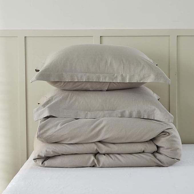 Simple&Opulence French Linen Duvet Cover Set 78" x 86"- 3 Pieces (1 Comforter Cover,2 Pillowcases)- Natural Flax Cotton Blend-Solid Color Breathable Farmhouse Bedding-Grey, Full
