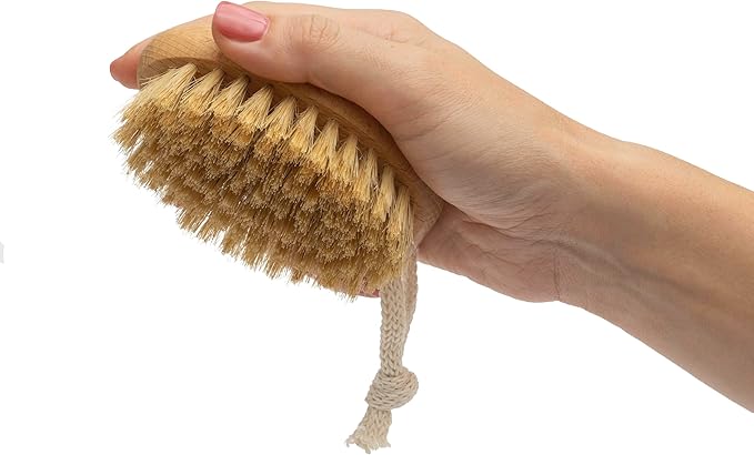 KONEX Bath Brush Set, Exfoliating Shower Scrubber, Dry Brushing Body Brush Set, Pore Opening, Beechwood Handle with Natural Bristle Large 15" Plus Small Face Brush (Pack of 5)